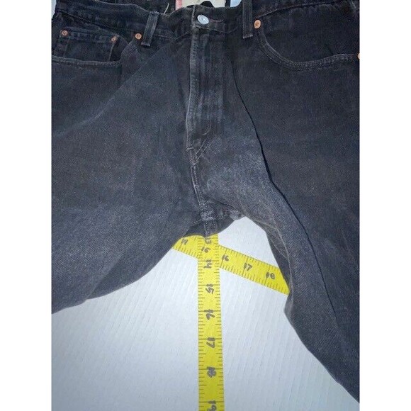 Levis 505 Black Denim Jeans Red Tab Straight Leg Size 38x30 - Picture 6 of 10